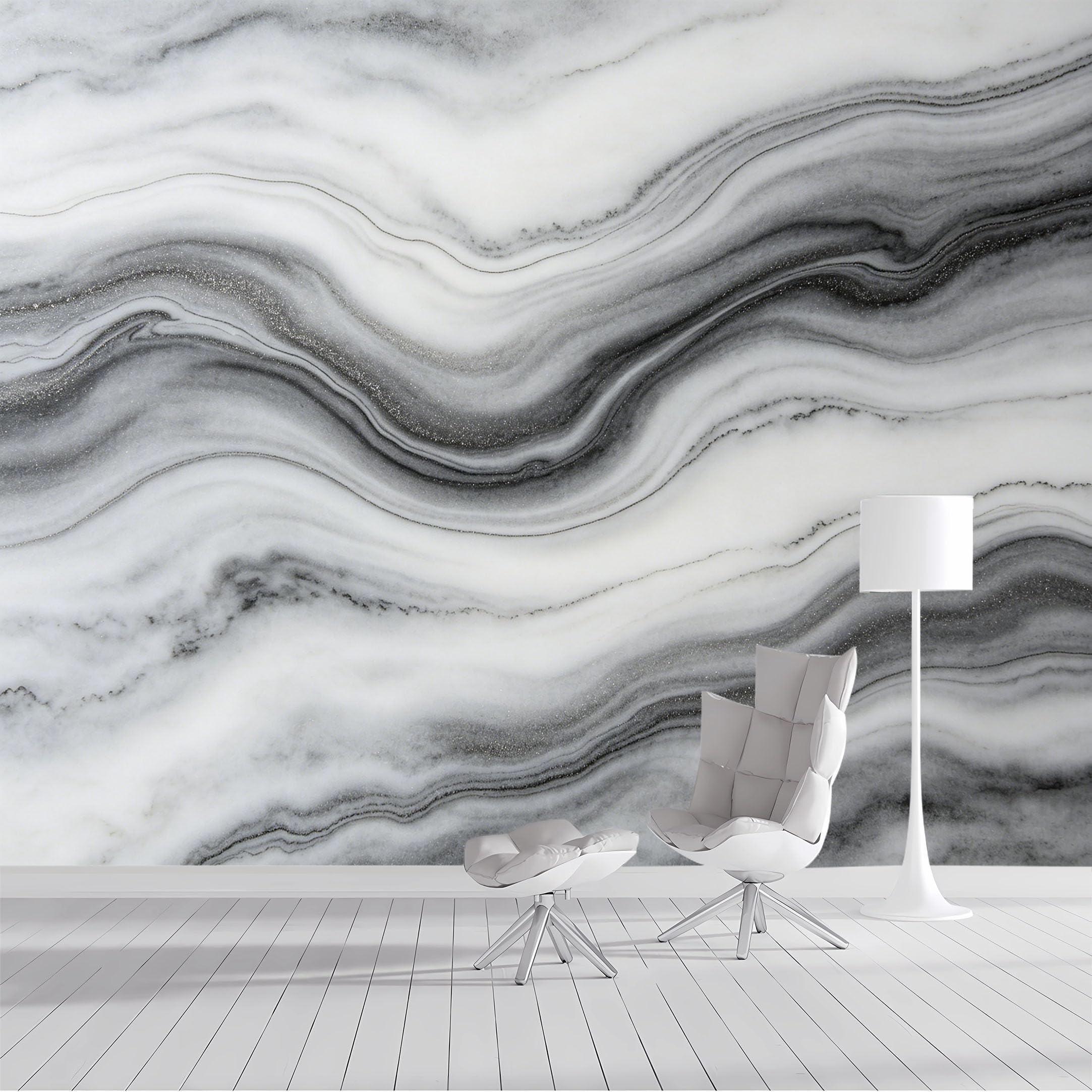 Custom Size Wall Mural Marble Veins Abstract Textured Metallic Silver Glitter Modern Geometric SelfAdhesive Wall Fabric Removable Peel and Stick Wallpaper for Living Room Bedroom Bathroom