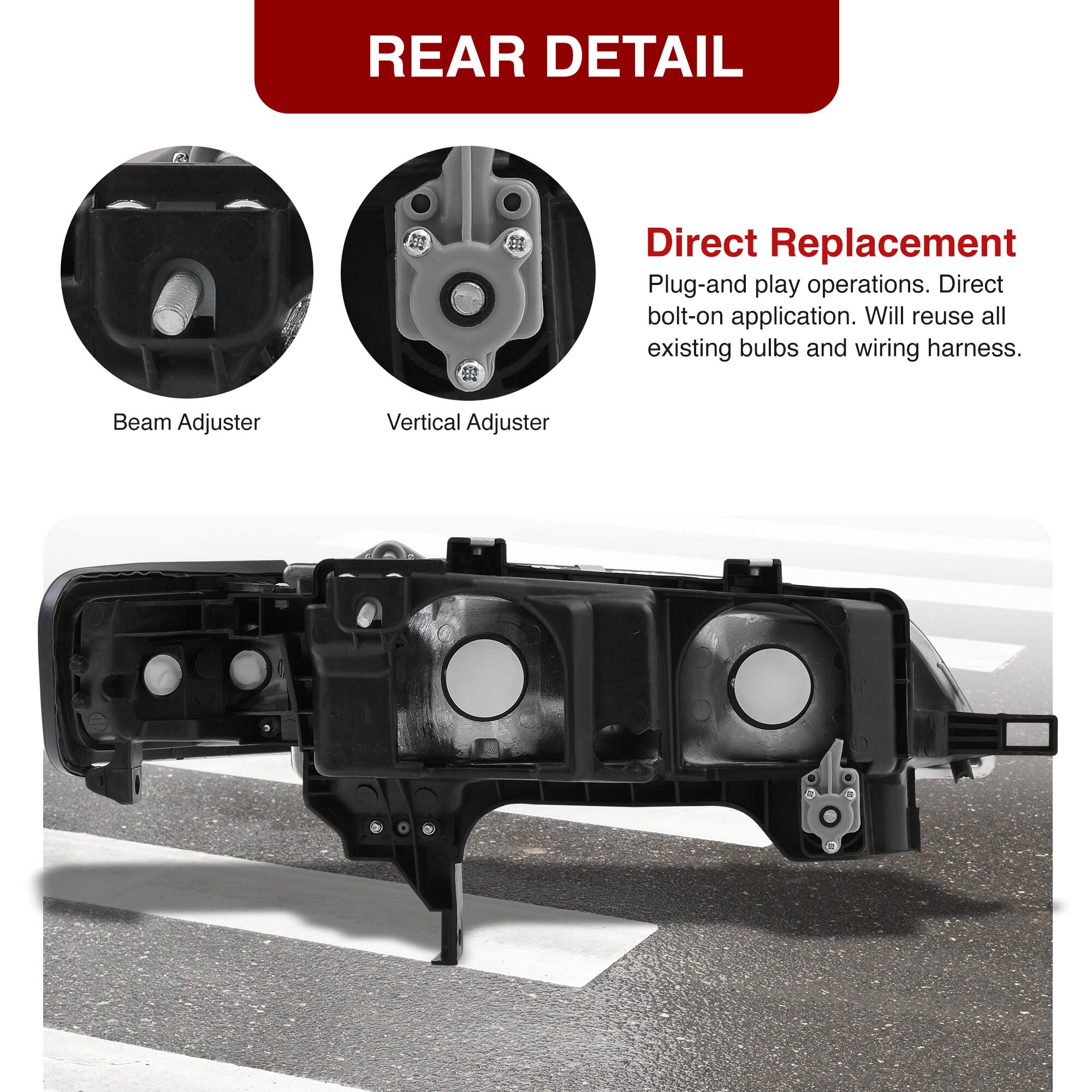 Amazon.com: AJP Distributors Black Housing Clear Lens Reflector
