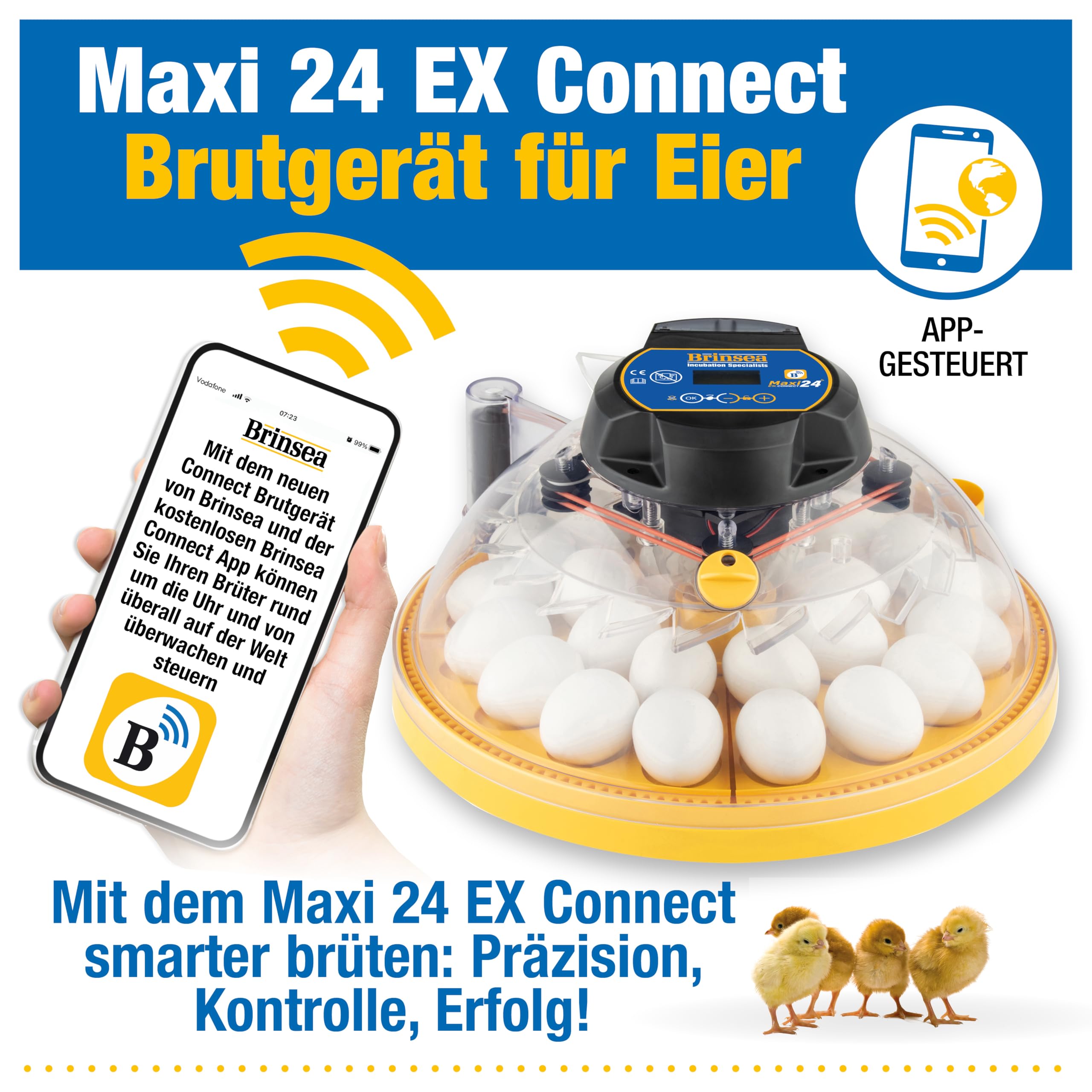 Brinsea Maxi 24 EX Connect – Voll ausgestattetes, per App gesteuertes Brutgerät für 24 Hühnereier