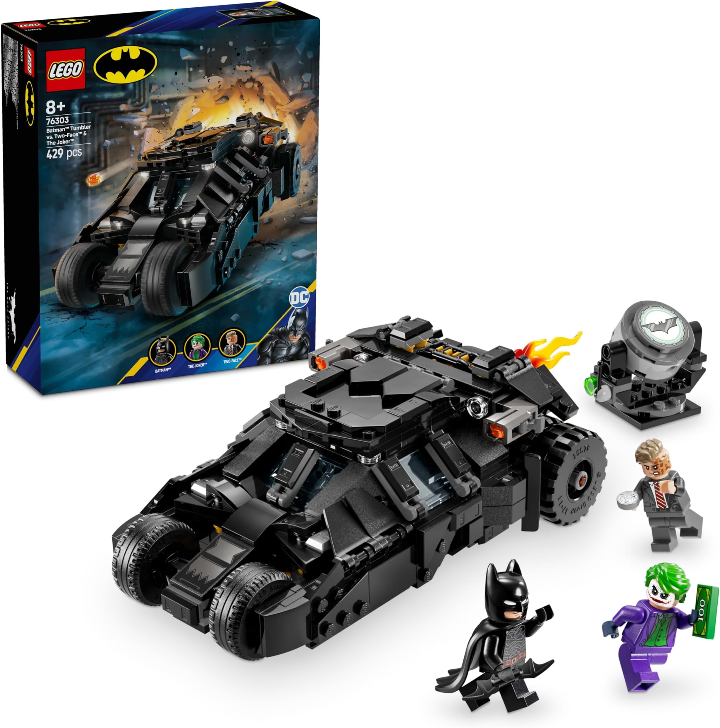 DC Batman: Batman Tumbler vs. Two-Face & The Joker Toy Car 76303 Building Blocks Toys for 8+ Gift for Boys and Girls