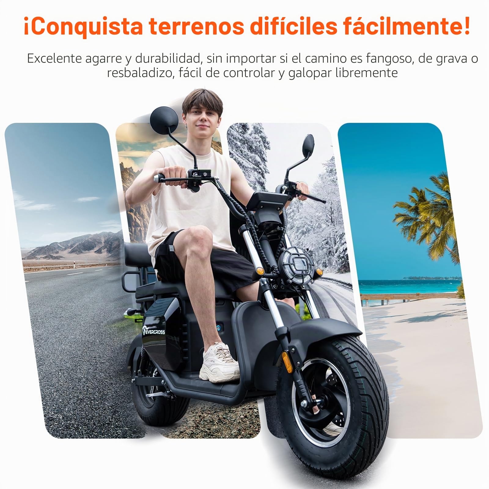 EVERCROSS 702 Motocicleta Eléctrica para Adultos, Motos Electricas con Motor de 2000W, 3 Modos de Velocidad 25/35/45 KMH,Autonomía 85KM, 60V/30Ah Moto Cross Eléctrica, Doble Amortiguación