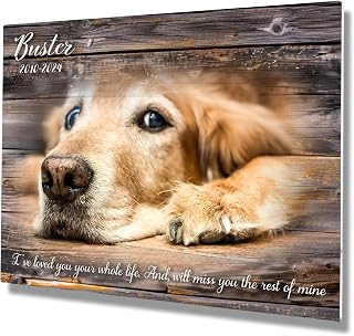 MUNDAZE Custom Pet Memorial Portrait - Personalized Dog Cat Photo Glossy Metal Print Sympathy Gift USA Made