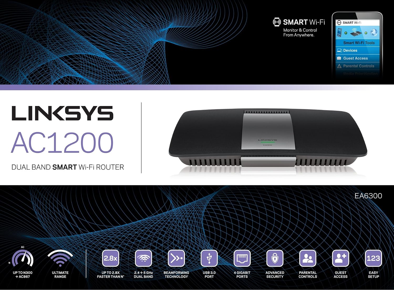 Linksys EA6300-RM Wireless Router 4 Port Switch (Refurbished)
