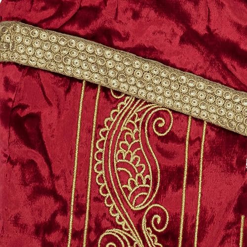 Miniatura 5 de VHC Brands Glam Christmas Red Modern Viscosa Yule Decoración de Navidad Cinta Metálica Bordada Cinta Terciopelo 15x11 Calcetín