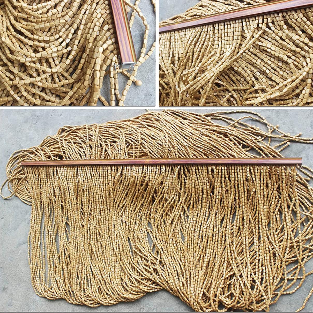 Rideau en Perles de Bambou,Rideau de Porte en Perles de Bois,Moustiquaire à Perles Anti-Insectes,Decore à Suspendre pour Salon Chambre,Personnalis,Largeur x Hauteur (60cm x 200cm(60 brins))