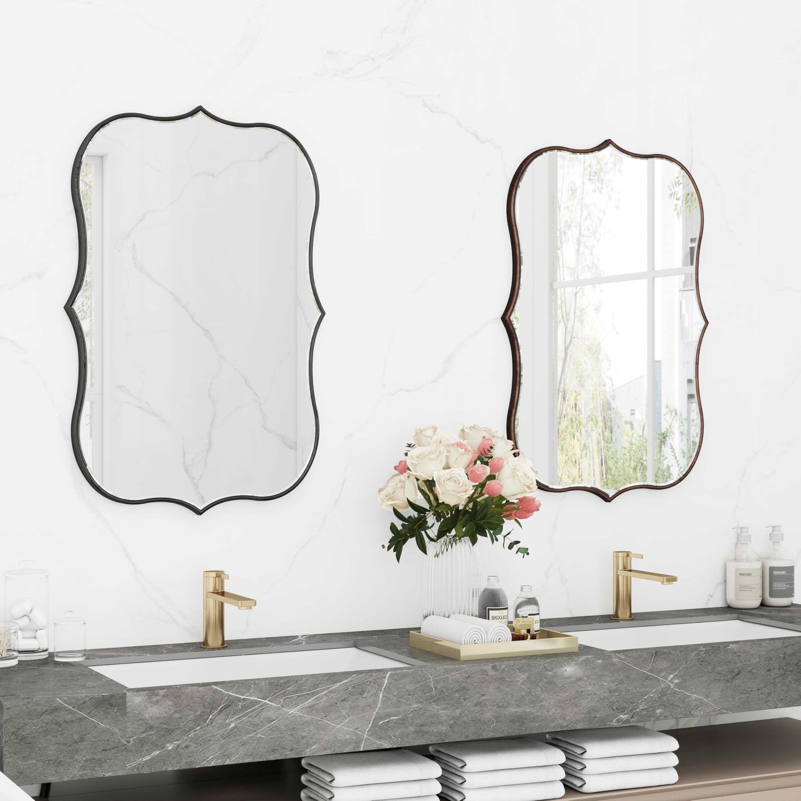 Specchio Parete Rettangolare Con Cristalli - 90x60cm, Lussuoso, Per Bagno/Soggiorno - Foto 7