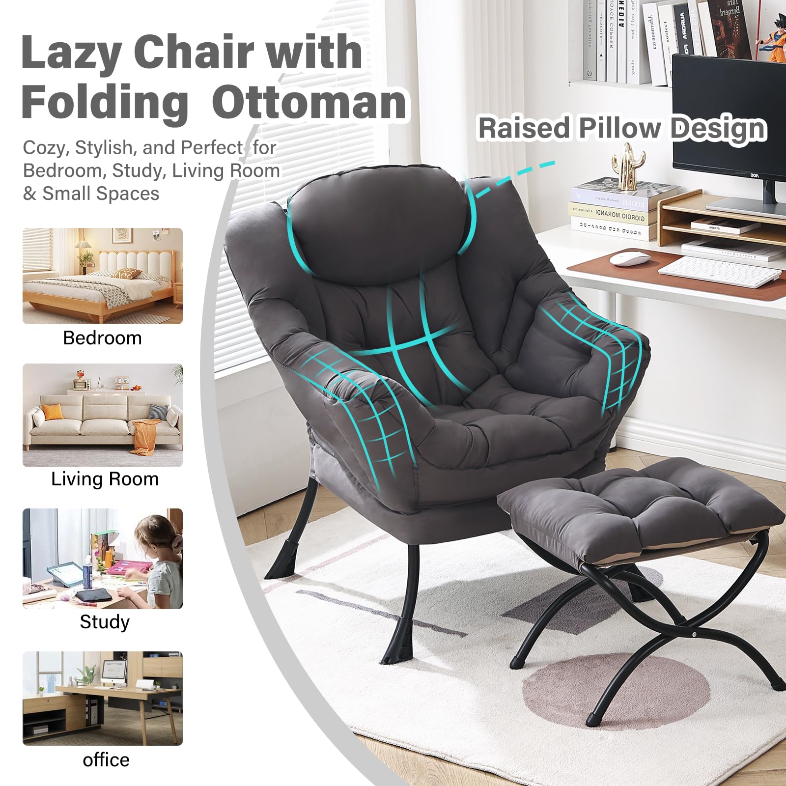 Chair and a Half With Ottoman: 5 Cozy Picks for 2026 2 Furlide Lazy Chair with Ottoman - product photo