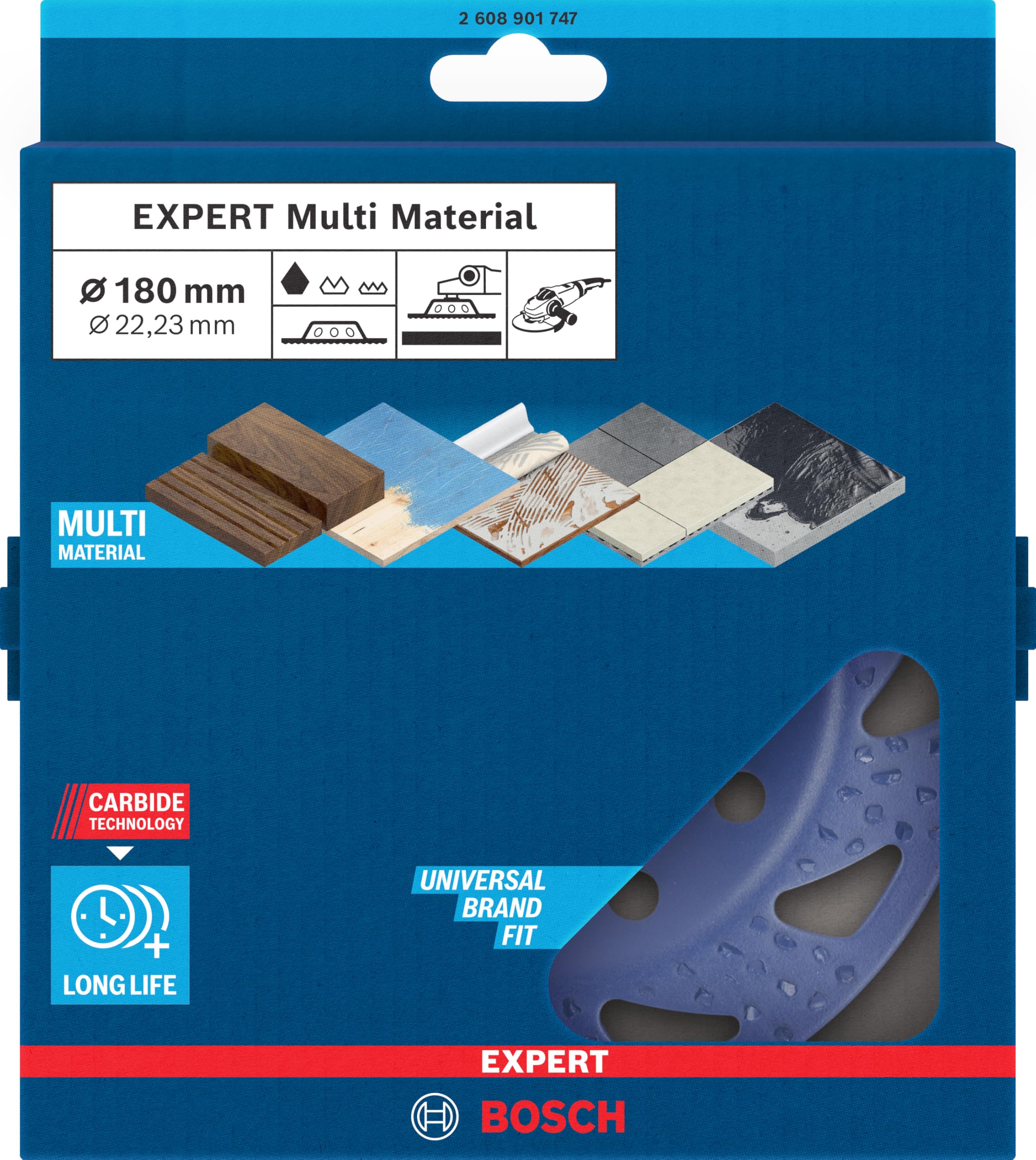 Bosch Meule assiette au carbure finition rugueuse EXPERT Multi Material Ø 180 mm Professional Accessoire Grande meuleuse angulaire