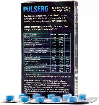 Pulsero – 10 Blue Tablets for Men Complex of Ginseng Maca Tribulus & Zinc Dietary Supplement for Vitality & Energy (3)