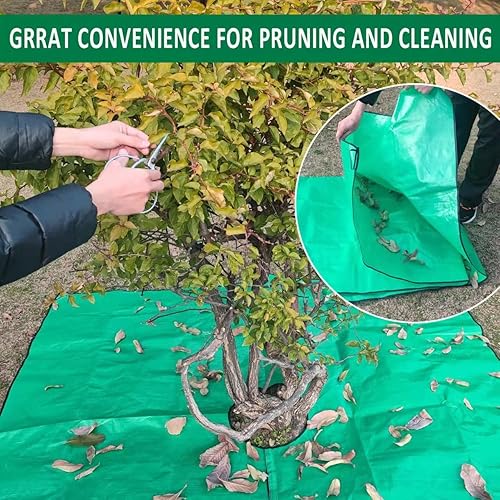 Miniatura 5 de Lona de paisaje, lona de recorte de arbustos, recolector de recorte de arbustos, lona de poda de 78.7 x 78.7 pulgadas con agujero, cuatro esquinas