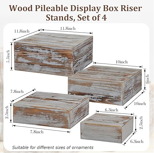 Miniatura 2 de Juexica Juego de 4 soportes de madera para cupcakes, caja apilable de madera, soporte de madera para tartas, postres, bodas, cumpleaños, fiestas