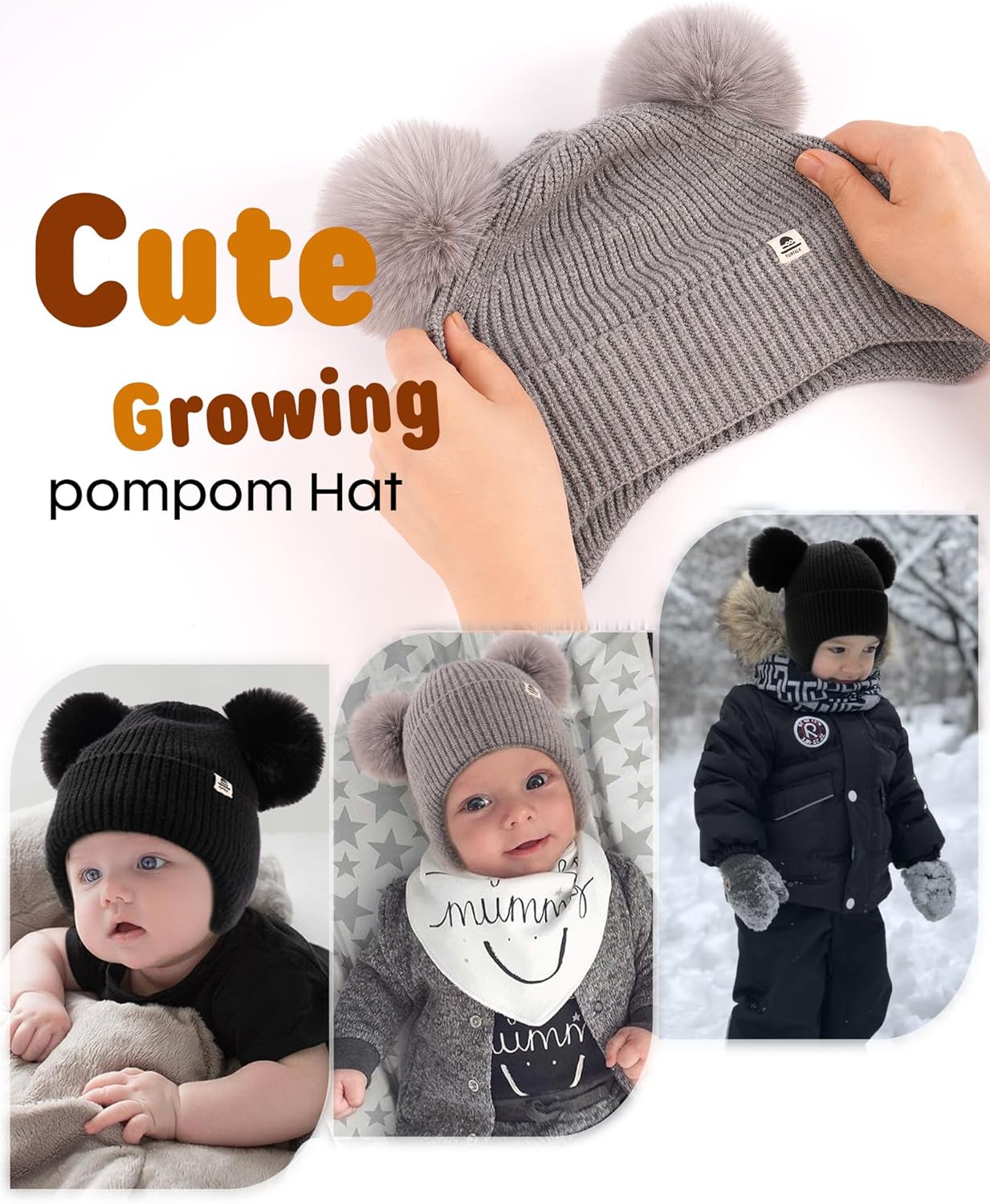 FURTALK Baby Toddler Winter Hat Pom Pom Beanie Girls Boys with Fleece Lined Kids Warm Cap - Image 4