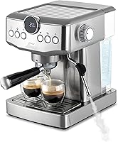 Vista 1 de Espresso Machine 20 Bar with Steam Milk Frother Stainless Steel Espresso Maker with Customizable Brewing Temperature 60oz Removable Water Tank