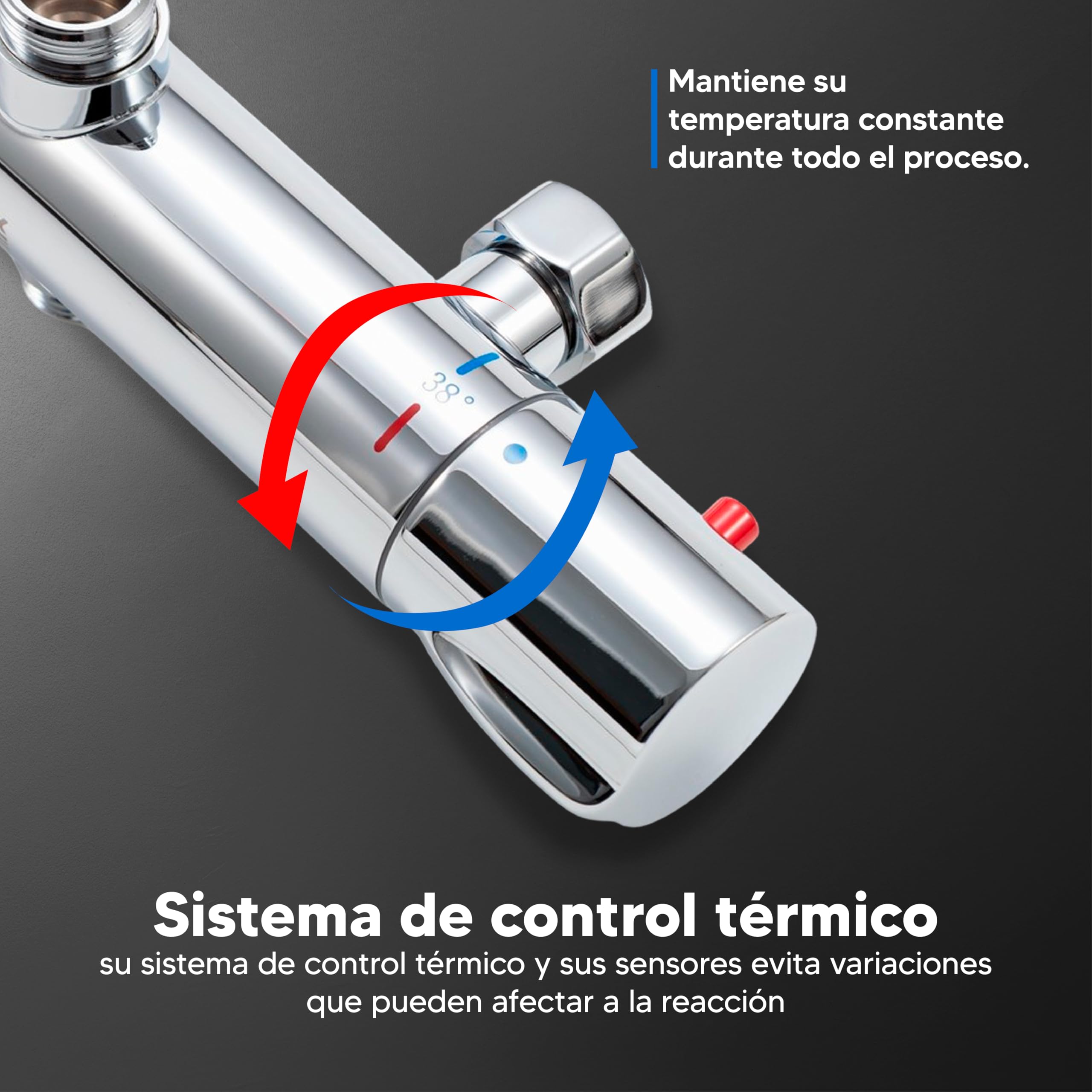 INEX EUROPA Columna de Ducha Termostática Cromado Pulido 2 Modos de Operación Alcachofa de Mano y Cabezal Cuadrado – y 10 Años de Garantía, para instalaciones de ducha con plato