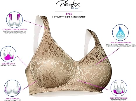 Playtex Beha zonder beugel voor dames, 18 uur Ultimate Lift, volledige
