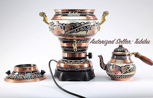 Miniatura 2 de Juego de tetera Samovar de cobre accionado eléctricamenteHecho a mano Samovar de cobre real (220 v)