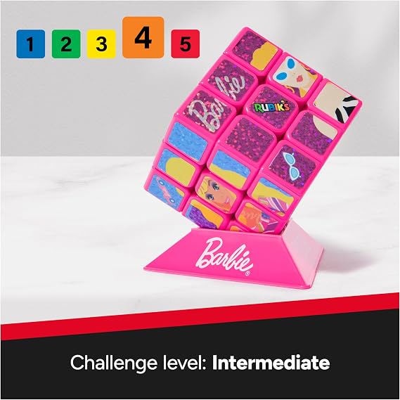 Rubiks Cube, Barbie Cube, Celebrate Barbies 50th Anniversary, Problem-Solving Brain Teaser, Classic Color-Matching Puzzle, Fidget Toy, Sensory Puzzle for Adults, Teens, Kids, for Ages 8 & Up