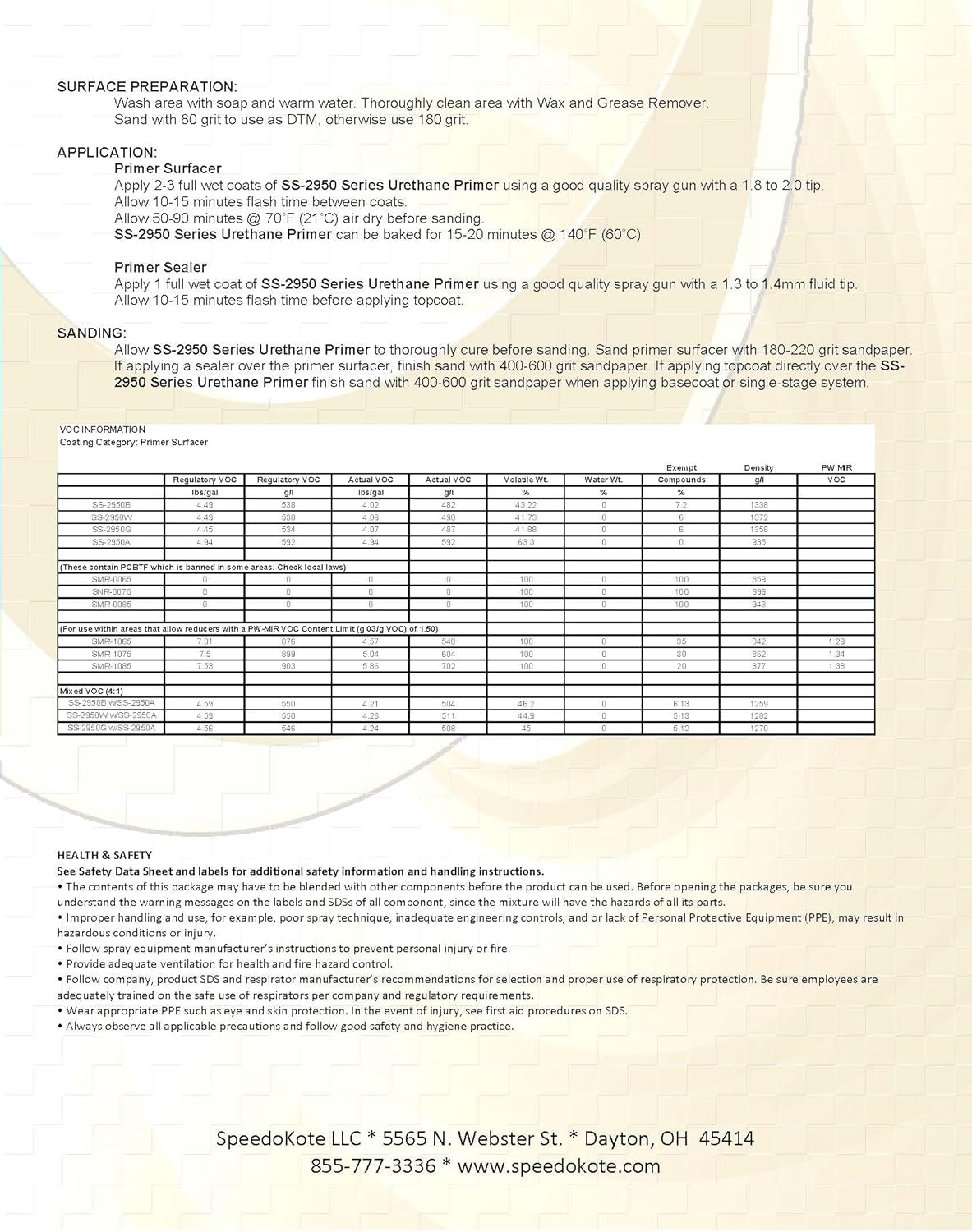 Speedokote Automotive High Build 2K Urethane Primer/Sealer WHITE Gallon Kit, SS-2950W/2790A