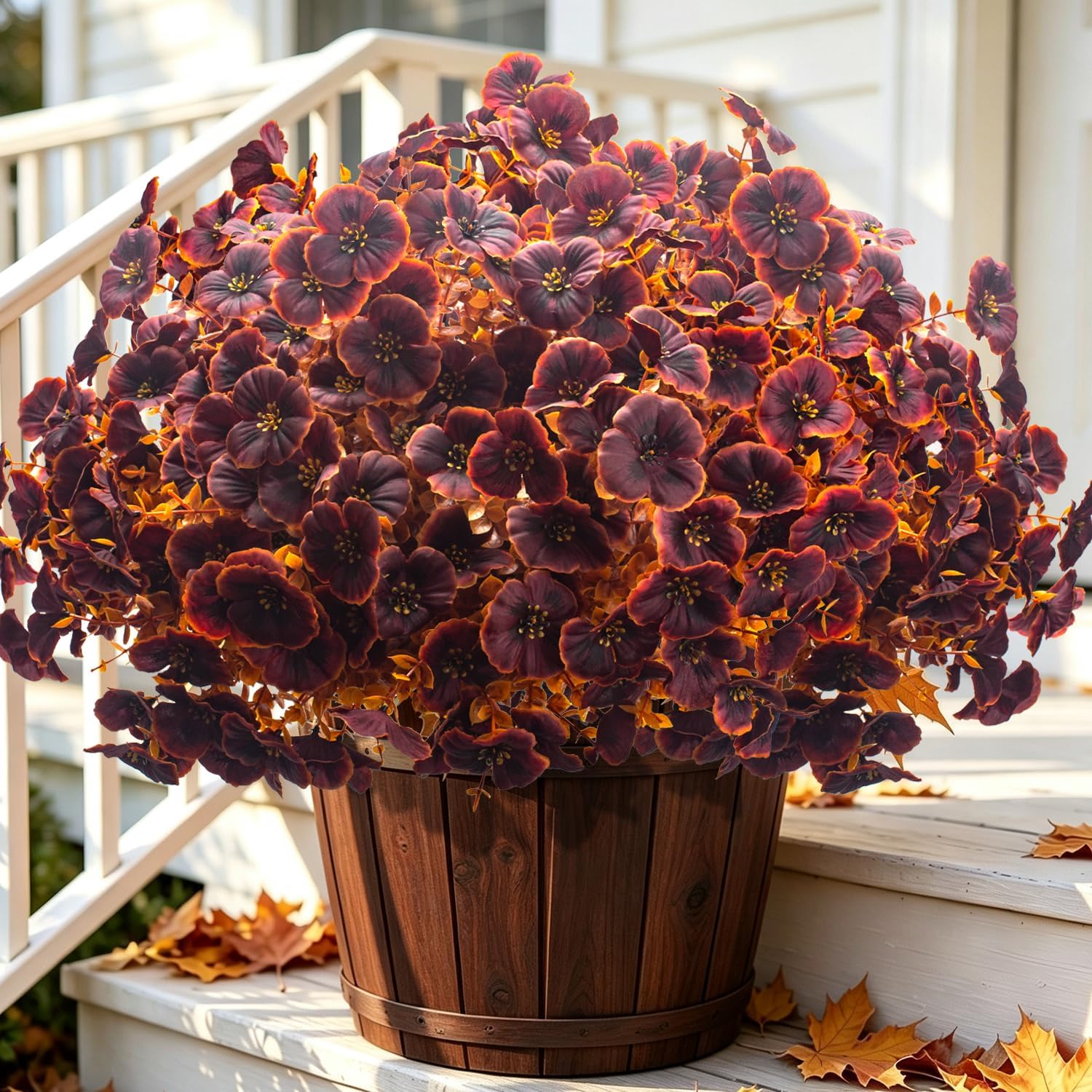 16 UV Resistant Pansy Faux Flowers Artificial Fall Flowers Outdoor Decor