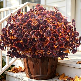 16 UV-resistant artificial pansy flowers for outdoor fall decor