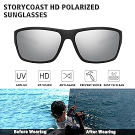 STORYCOAST Polarized Sports Sunglasses for Men Women Unbreakable Frame Cycling Fishing Driving Black-Silver