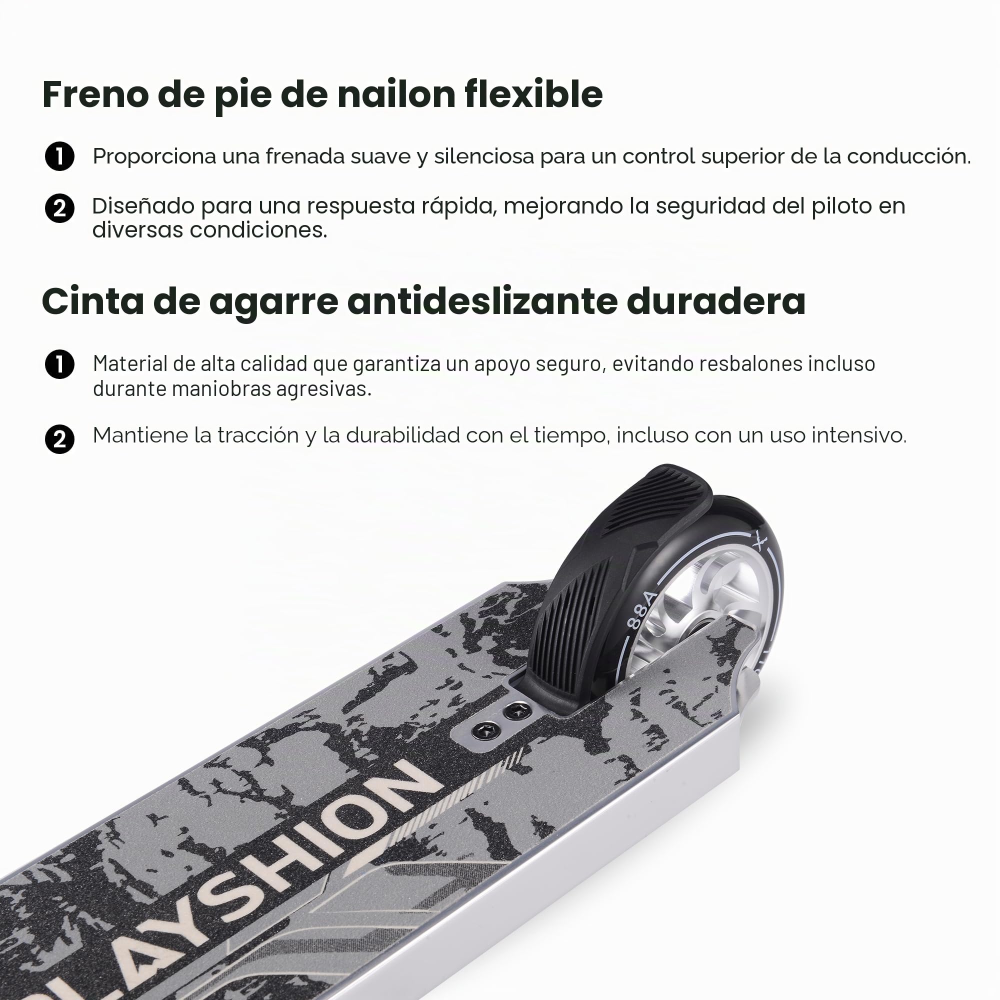 PLAYSHION Pro Stunt Scooter Freestyle Kickscooter für Erwachsene und Kinder mit 110 mm Aluminio Kern Rollen 31 Zoll / 36 Zoll Höhe
