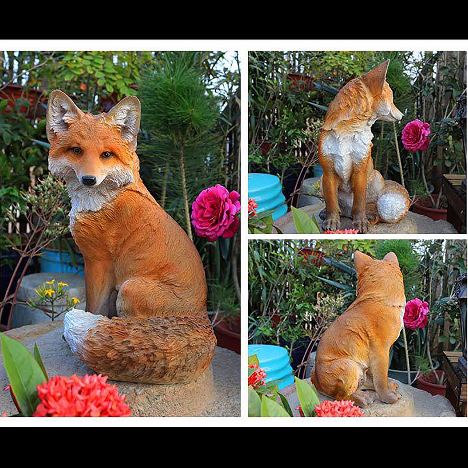 Gartenfiguren & Gartenstatuen Fuchs deko 31x20x18 cm Gartenfiguren für draußen wetterfest Tiere Figuren Harz Geschenk Skulptur Balkon Terrassen Deko