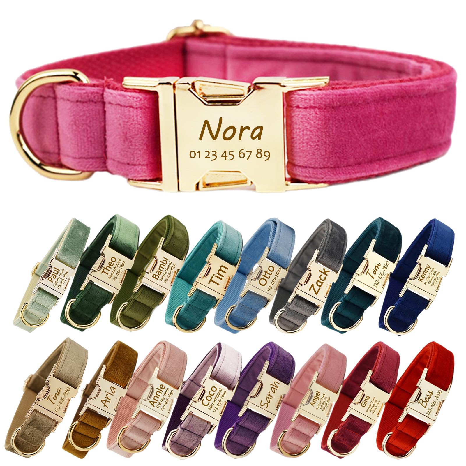 Collar Perro Personalizado con Hebilla de Metal, ccollar Personalizado Perro con Fuentes de Nombre y número de teléfono, Collares Personalizados de tamaños Ajustables para Perros Grandes