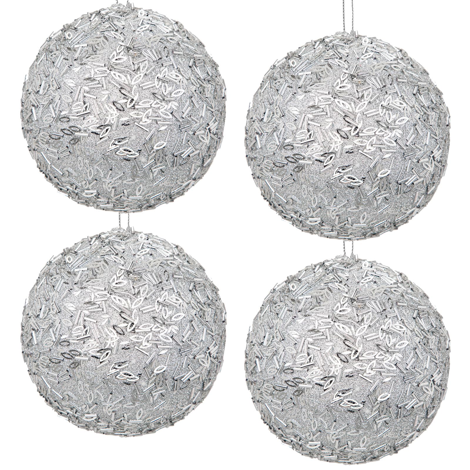 4 pcs 4.7" sequin ornaments, glitter christmas ball ornaments, sparkle christmas ornaments christmas ornaments tree decorations silver christmas hanging ball for holiday indoor outdoor decor
