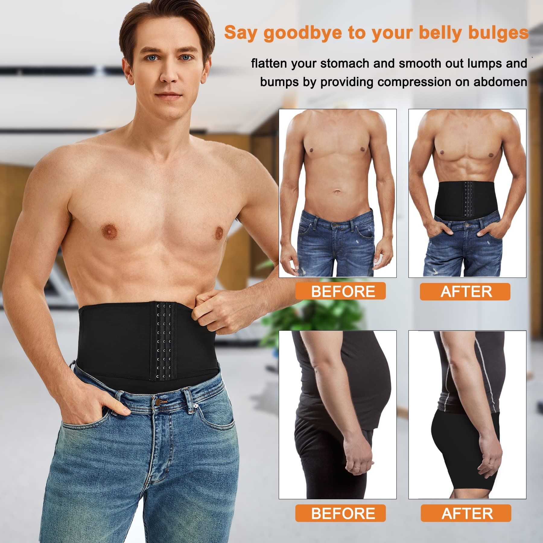 Faja Reductora Hombre Pantalones Braga Moldeadora Abdomen Calzoncillos Hombre para Boxer Cintura Alta Ajustados Ropa Interior Elástico Shapewear Lencería Pantalones con Relleno Barriga