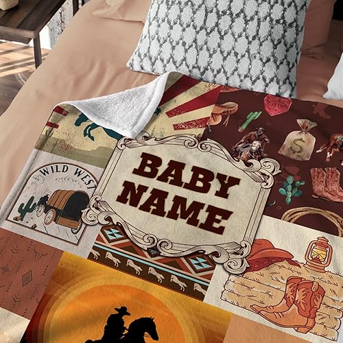 Miniatura 80 de Manta de bebé occidental, mantas de bebé personalizadas para niños, manta de vaquero para niños y niñas, manta de felpa personalizada con nombre