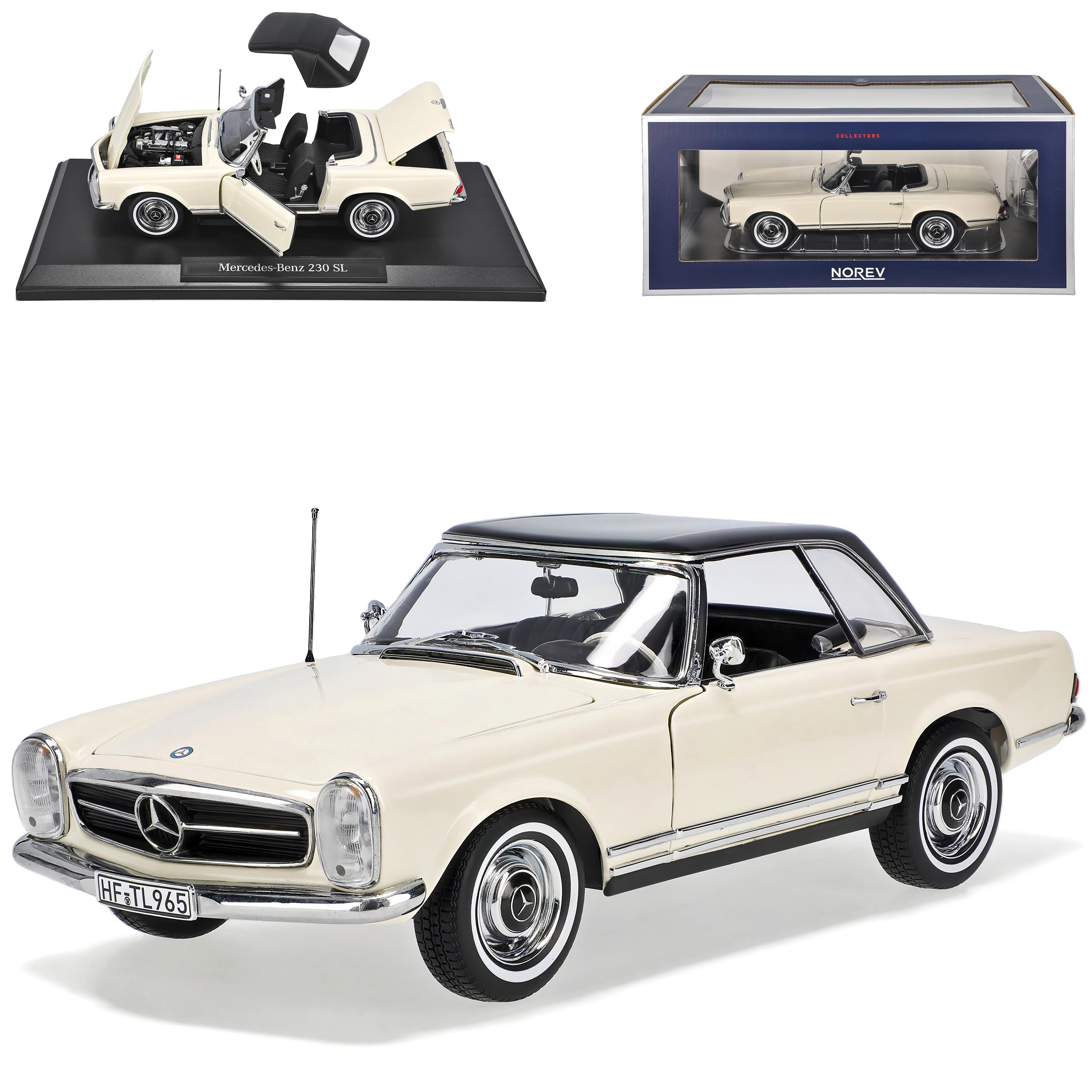 Mercedes-B 230SL Pagode Roadster Weiss DB090 W113 1963-1971 1/18 Norev Modell Auto