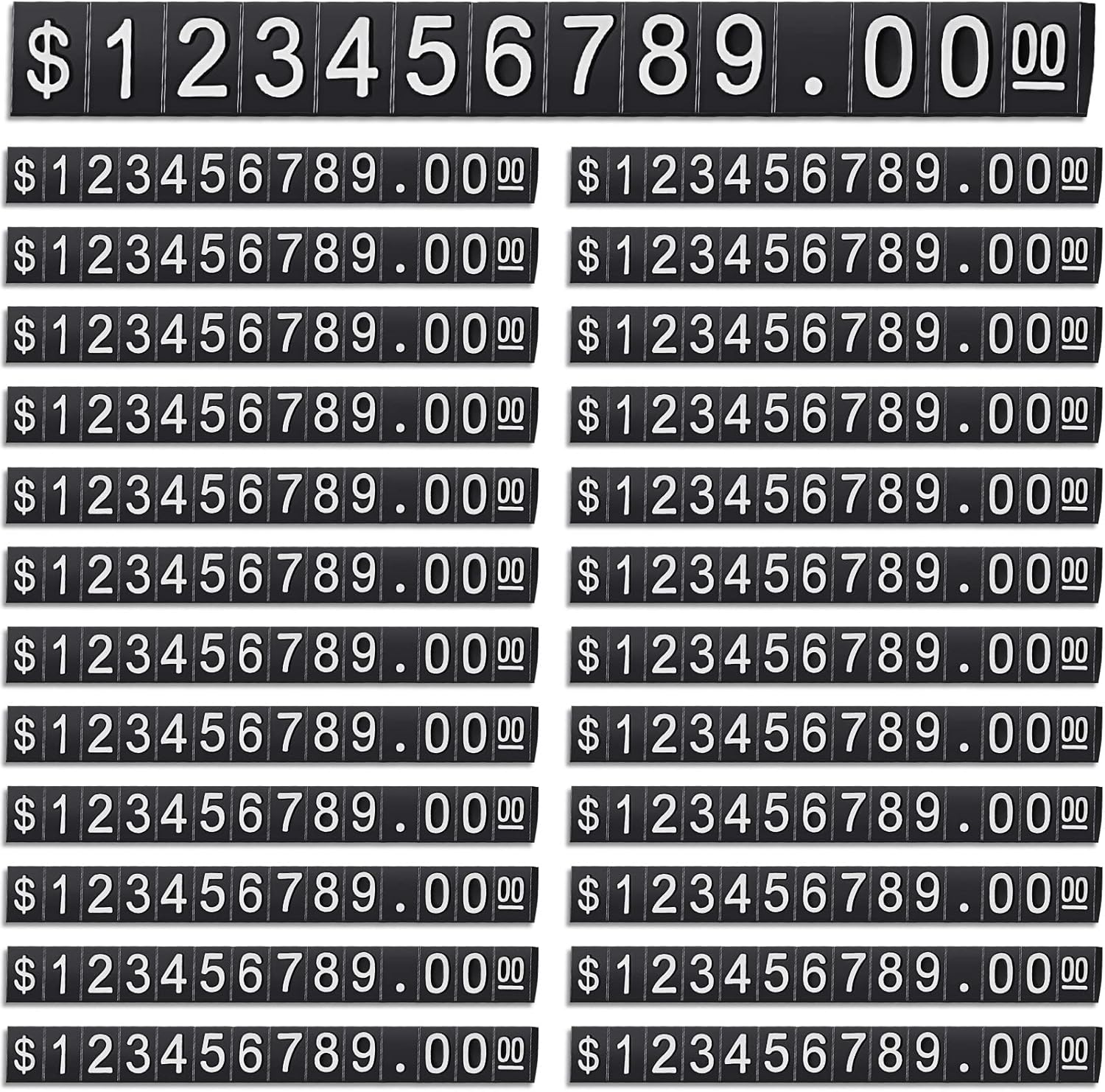 Vicenpal 100 juegos de cubos para mostrar precios, números, letras, precios, bloques de cubo, etiquetas ajustables para mostrador para venta al por