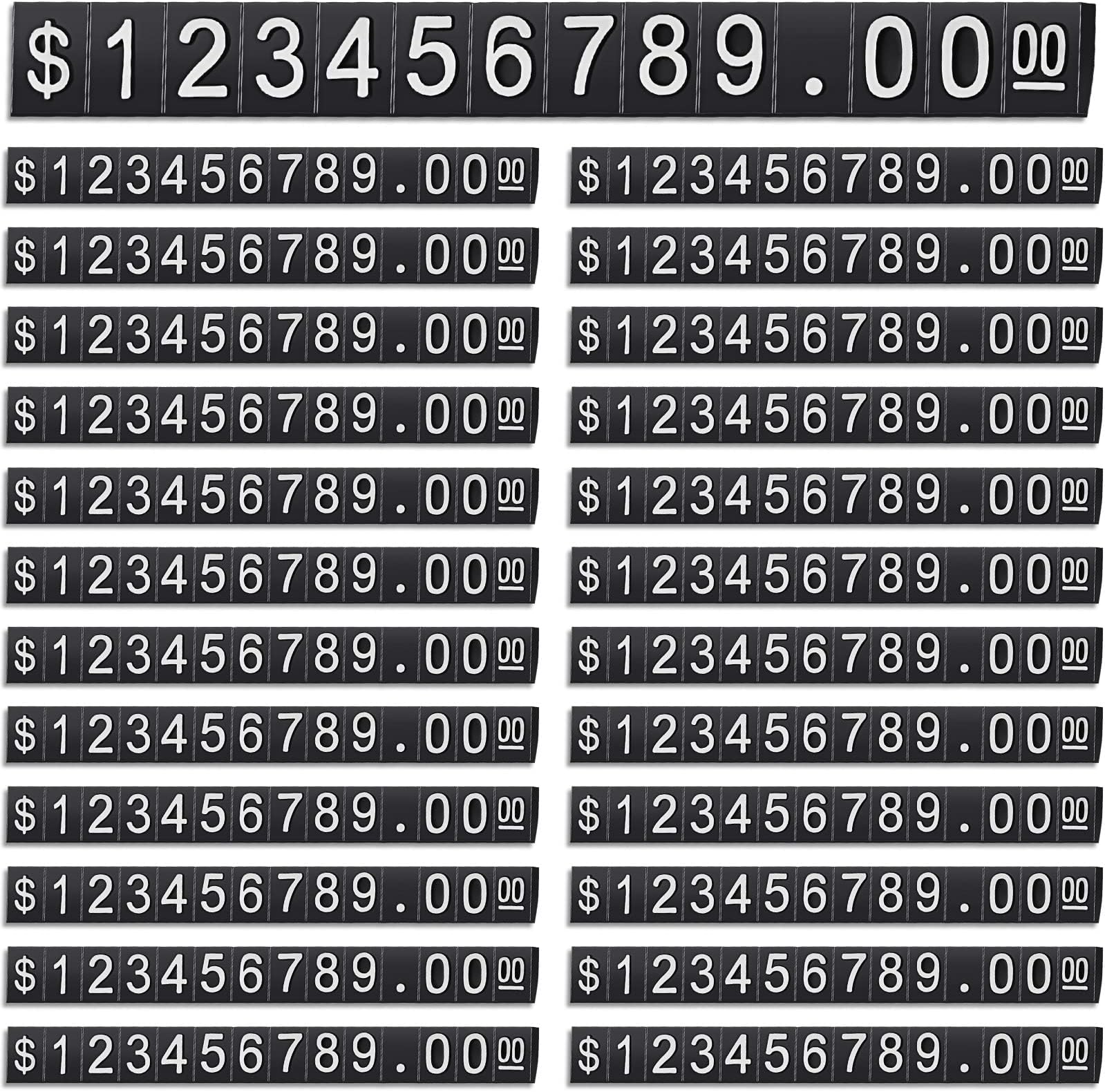 Vicenpal 100 Sets Price Display Cube Number Letter Price Tag Cube Blocks Adjustable Counter Stand Label for Retail, Jewelry, and Shop Pricing(Black with White)