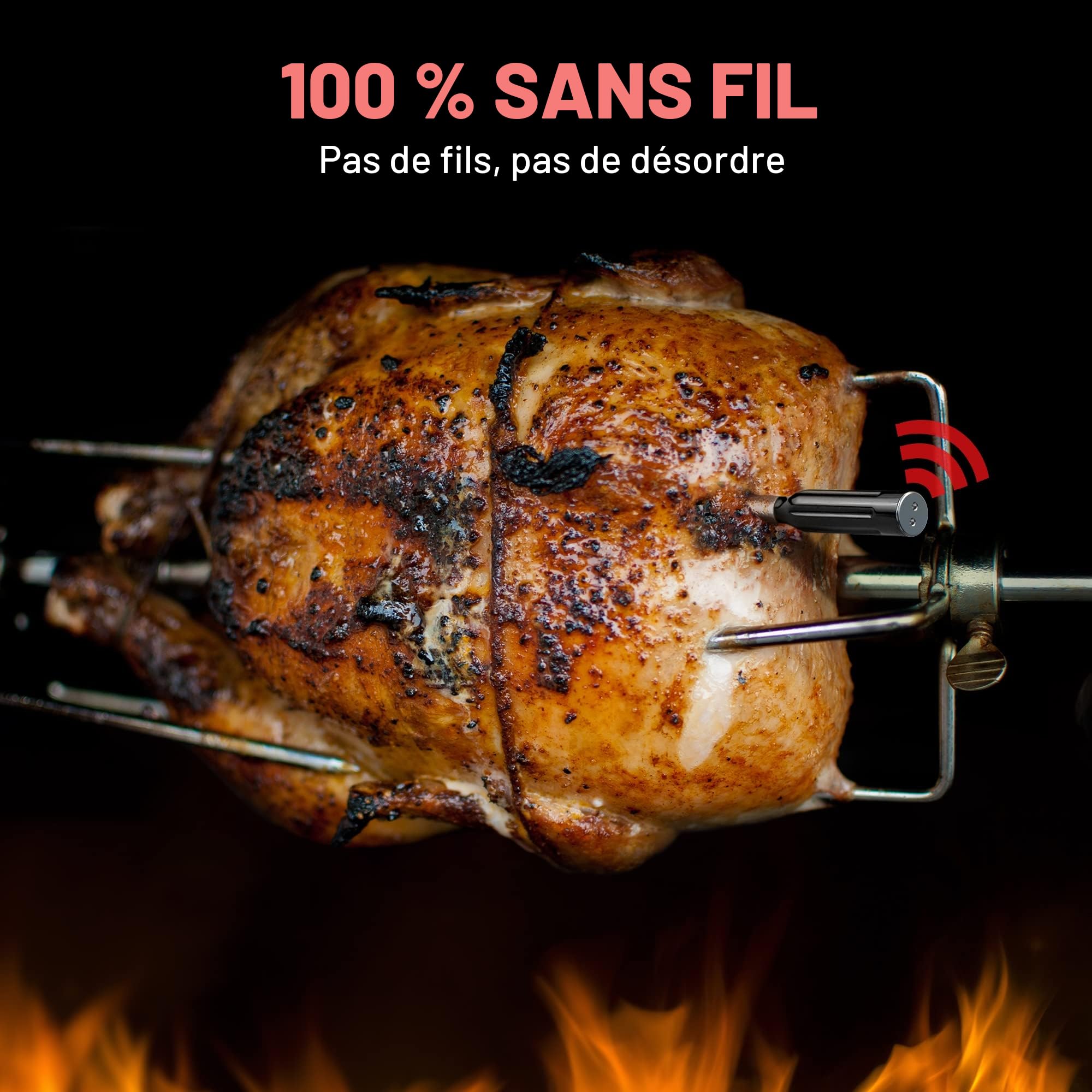 ThermoPro TempPro 150M Thermometre Cuisine Sans Fil pour Barbecue, Termometre Cuison Bluetooth avec APP Intelligente, Sonde de Cuisson pour Four, Gril, Cuisine, Fumoir, Sous Vide et Friteuses à Air