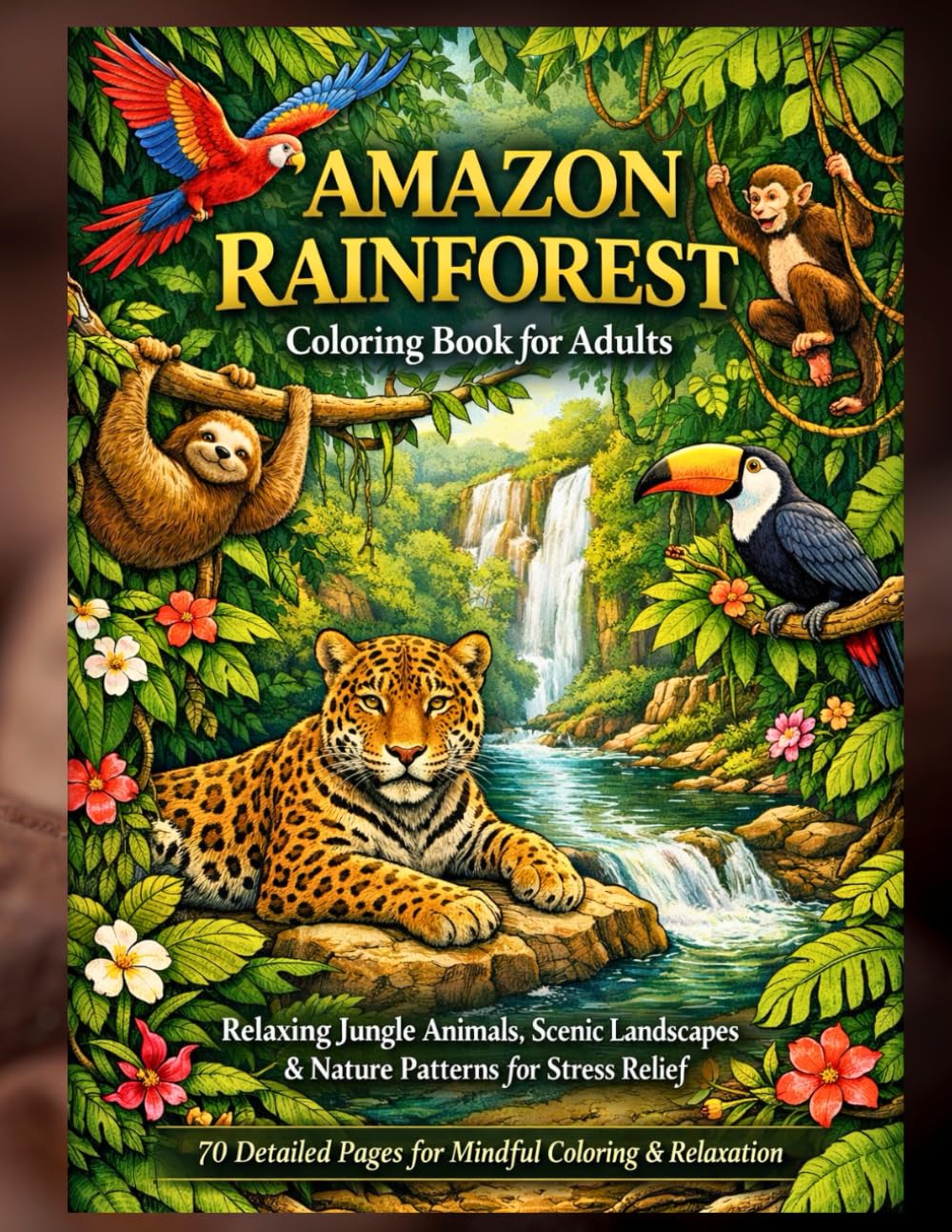 Amazon Rainforest Coloring Book for Adults: Relaxing Jungle Animals, Scenic Landscapes & Nature Patterns for Stress Relief