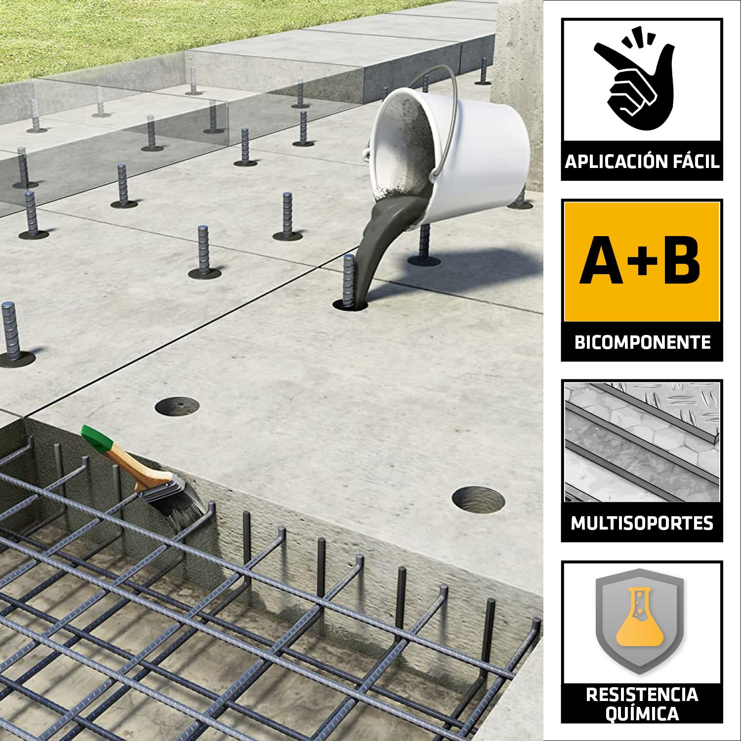 SIKA - Adhesivo Epoxi - Estructural y bicomponente - Sikadur-32+ gris - Construcción - Pegado, fijación y anclaje - Soportes secos o húmedos - 1 kg