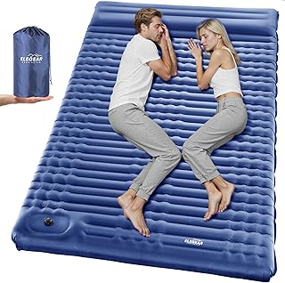Elegear Double Sleeping Pad for Camping, 4" Ultra-Thick Self Inflating Camping Pad 2 Person with Pillow Built-in Foot Pump...