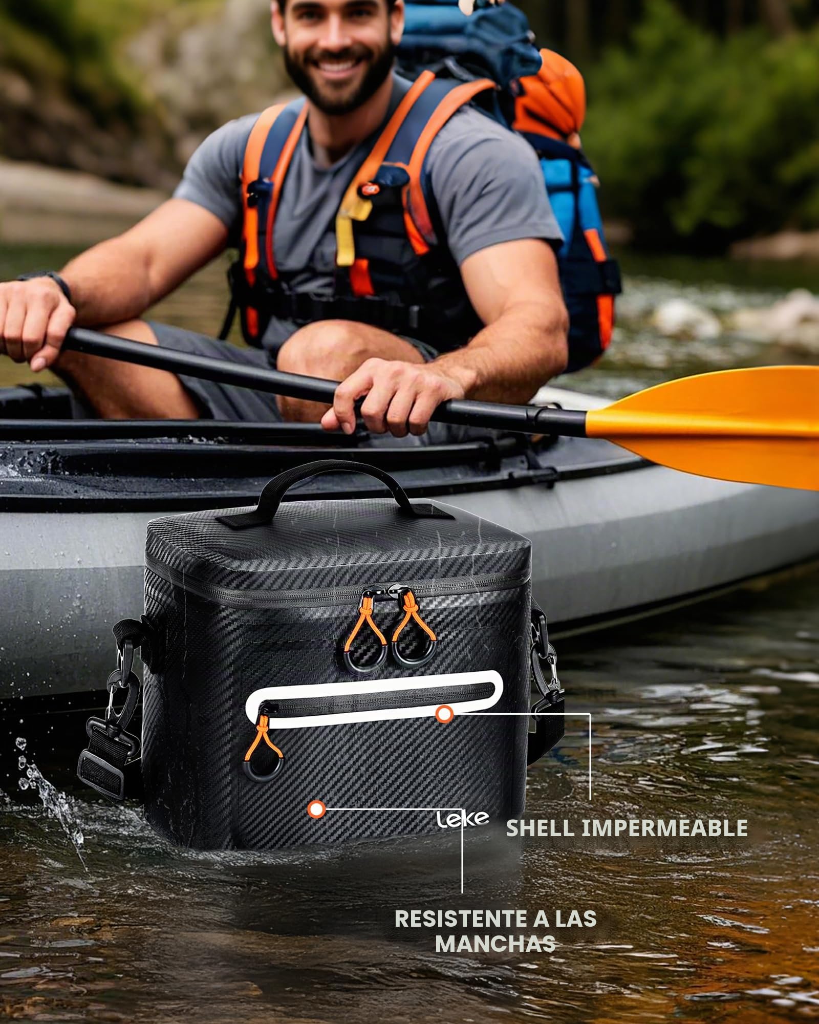 Lekesky Bolsa Termica Porta Alimentos 20 litros, Bolsa Nevera e Impermeable, Mantiene la Temperatura hasta 24 Horas, Ideal para Picnics, Acampadas, Excursiones a la Playa y Barbacoas,Negro