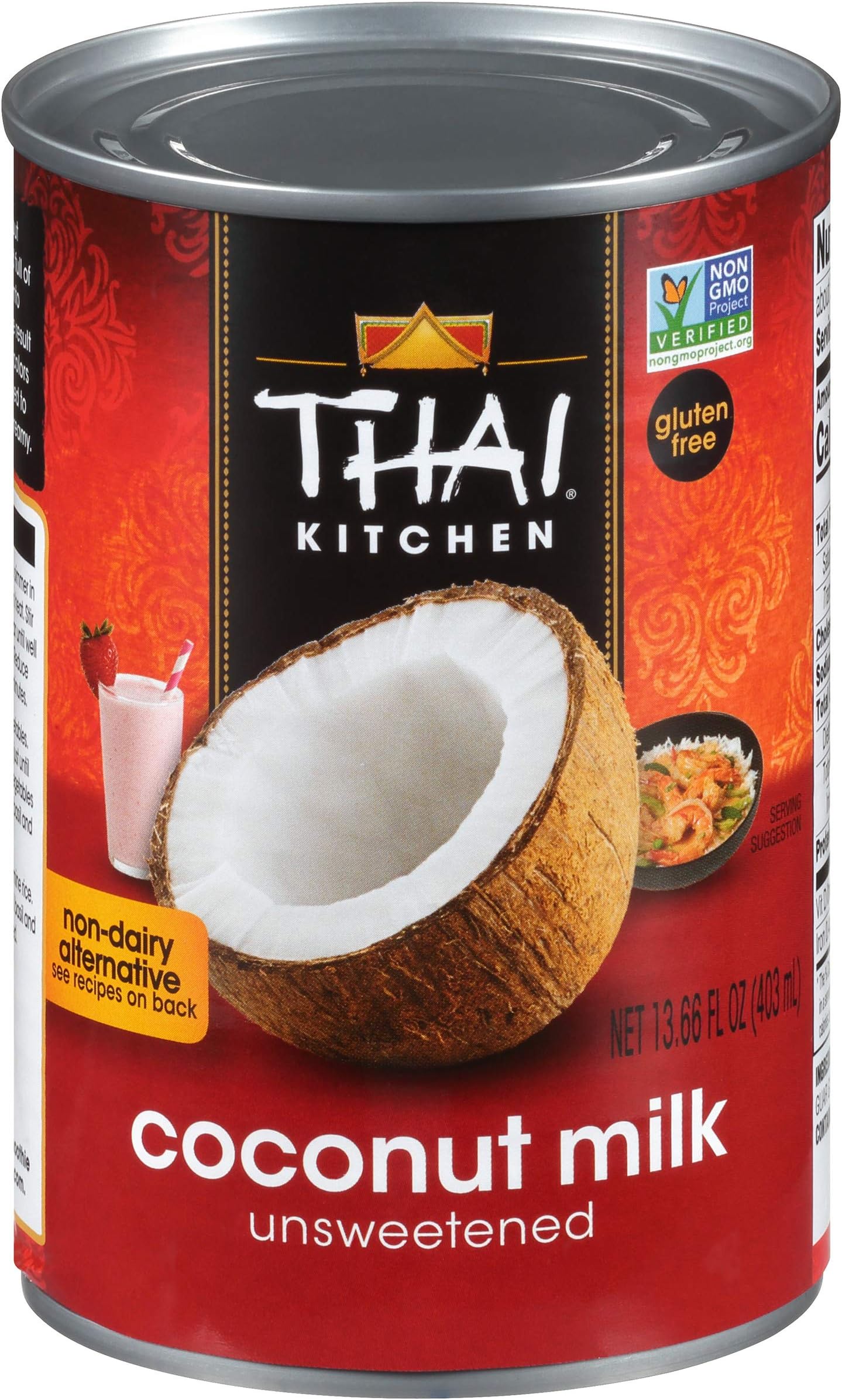 Thai Kitchen Gluten Free Unsweetened Coconut Milk, 13.66 fl oz (Pack of 12)