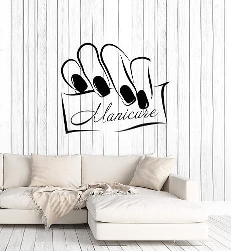 Large Vinyl Wall Decal Manicure Salon Nails Beauty Center Interior Decor Stickers Mural (ig5800) Black