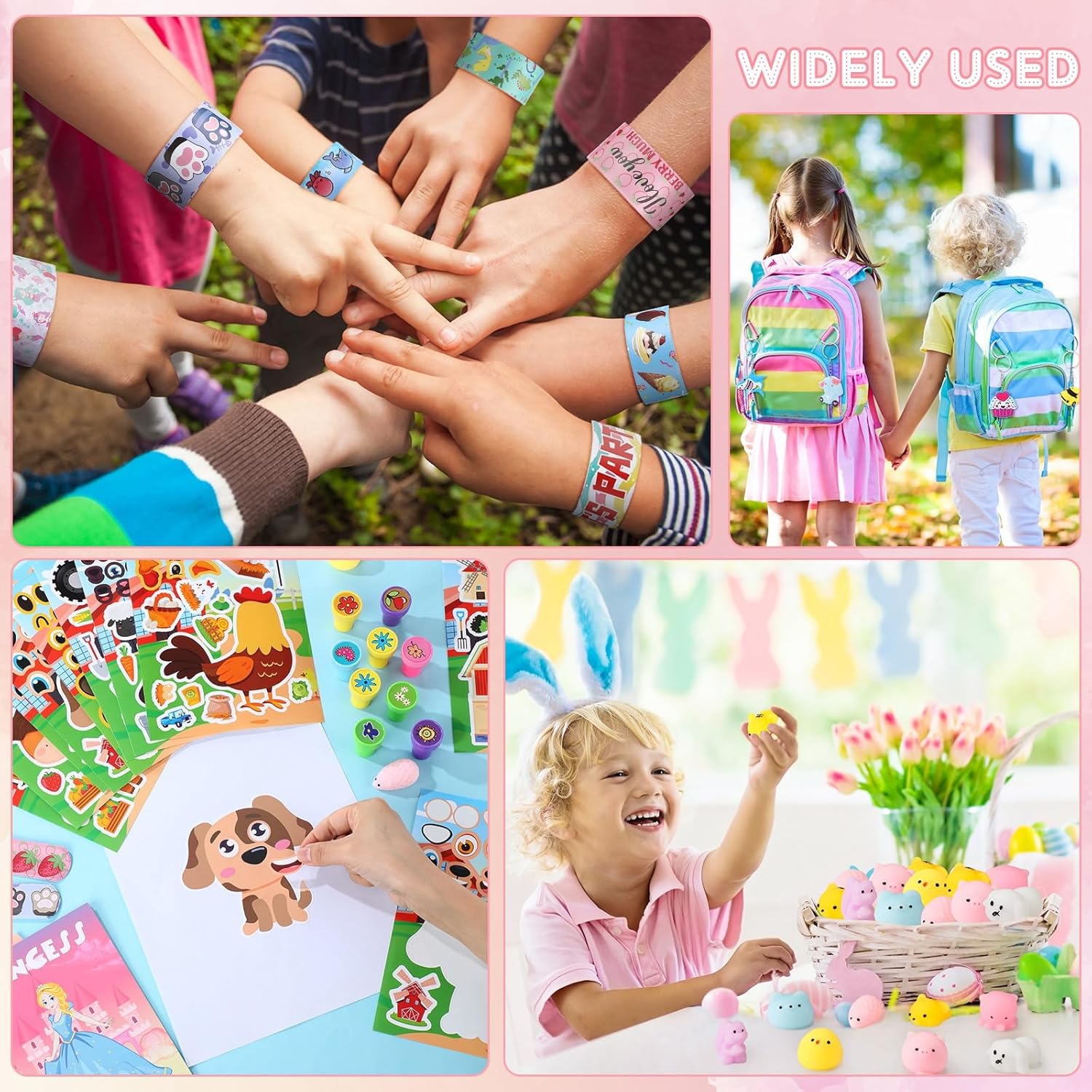 HyDren 180 Pcs Coloring Books Party Favors Sets For 16 Kids with Stacking Crayons Set Coloring Books Mochi Squishy Keychain Clap Bracelet Sticker Stamp Card OPP Bag (Mixed Style)