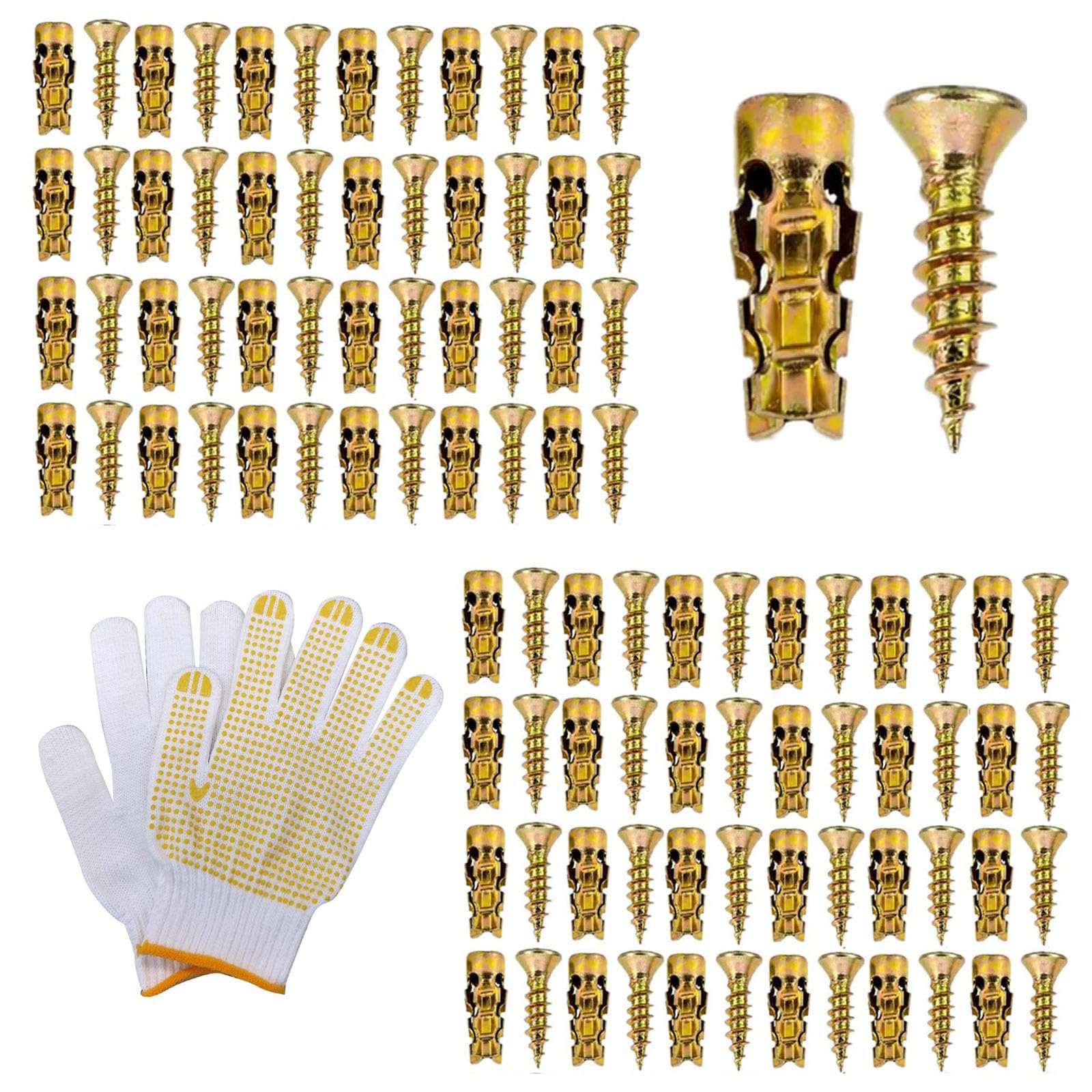 6×14mm Short Expansion Screw Set for Cabinet Hinge Repair & Stripped Thread Restoration, Hinge Repair Screw & Expansion Anchor for Wood, Tile, Stone (50sets)