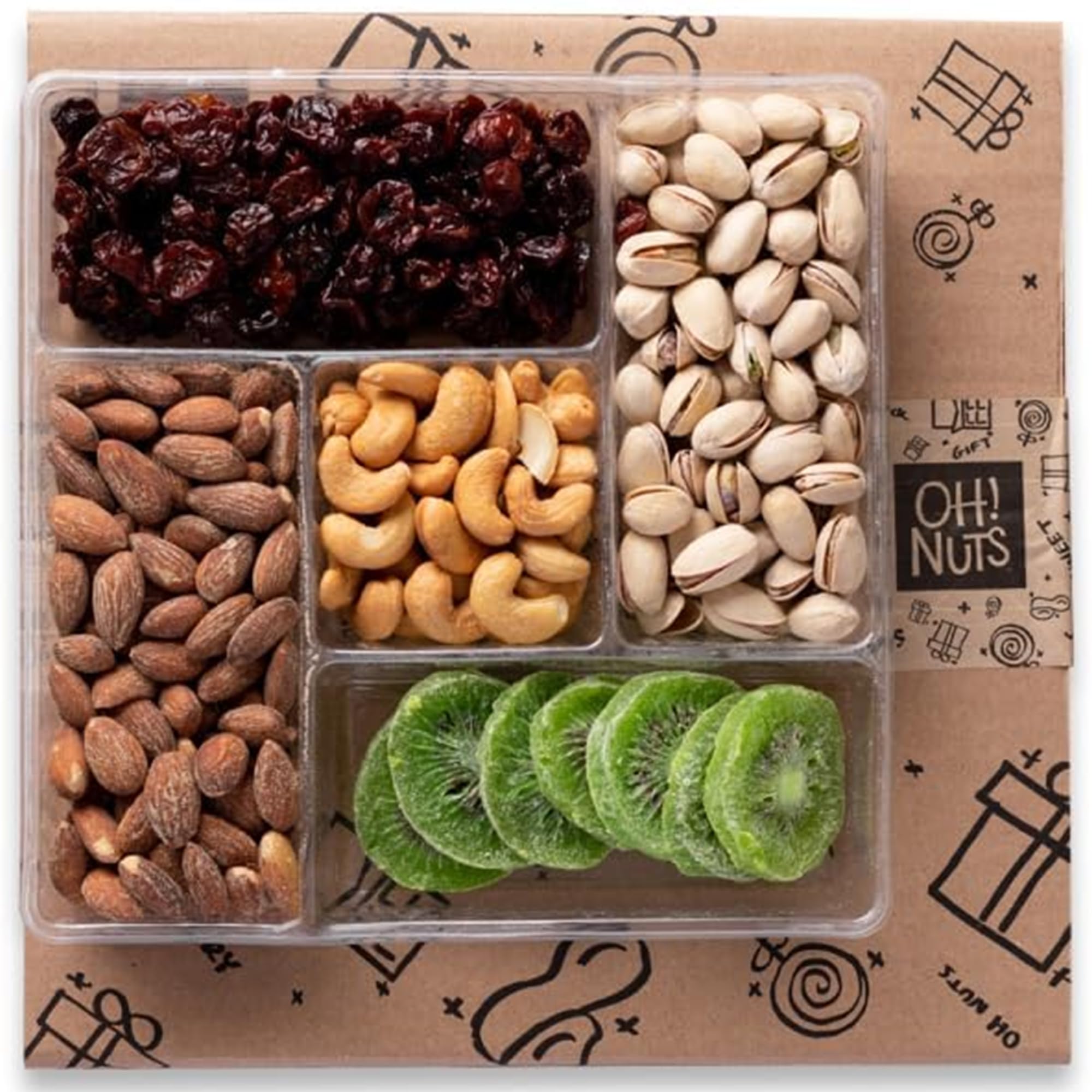 Oh! Nuts Dried Fruit and Nuts Gift Basket - Assorted Nuts and Dried Fruits Holiday Snack Box