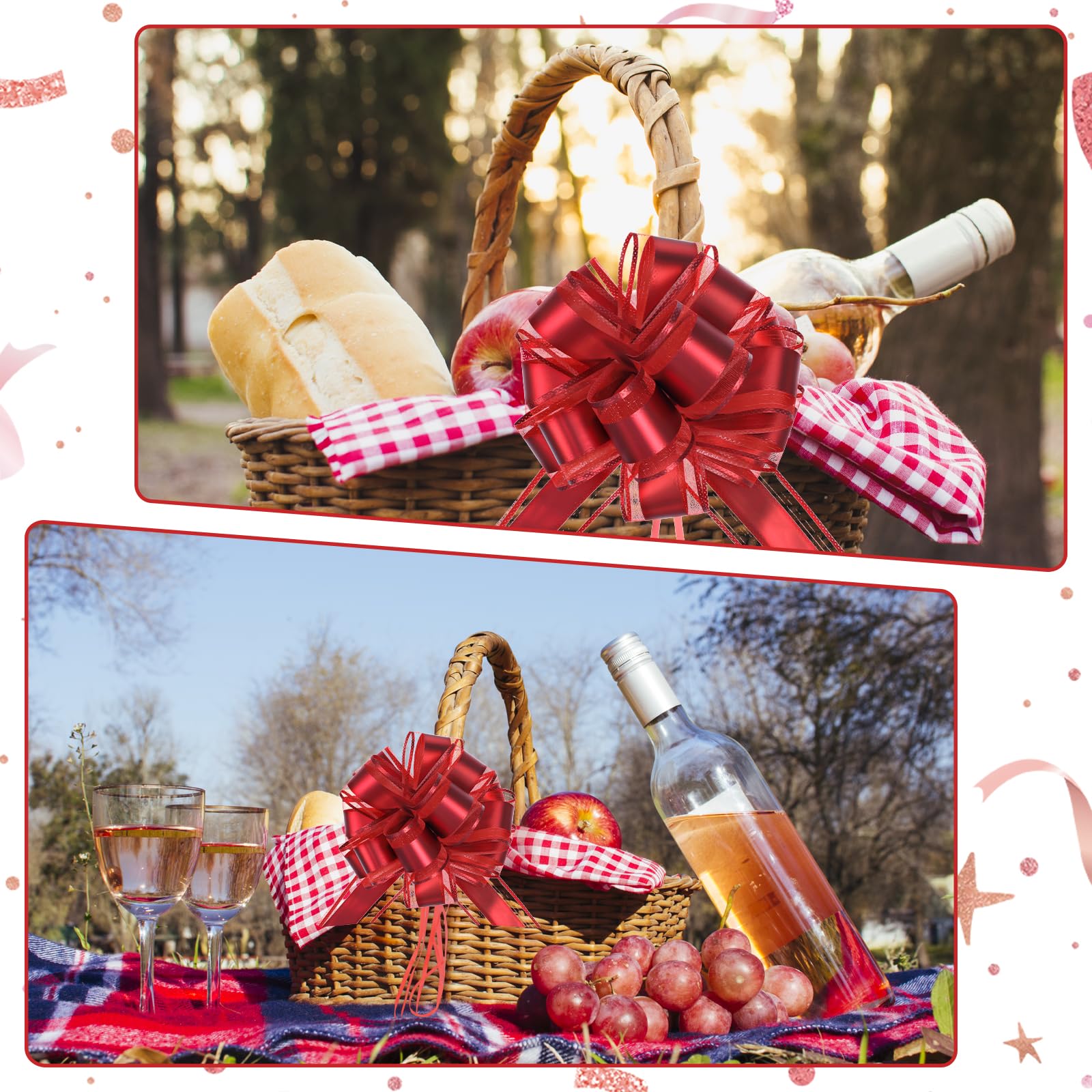 10 lazos grandes para regalo de 18 cm, con cintas de regalo, lazos decorativos para manualidades, embalaje, boda, embalaje de regalo de cumpleaños (rojo)