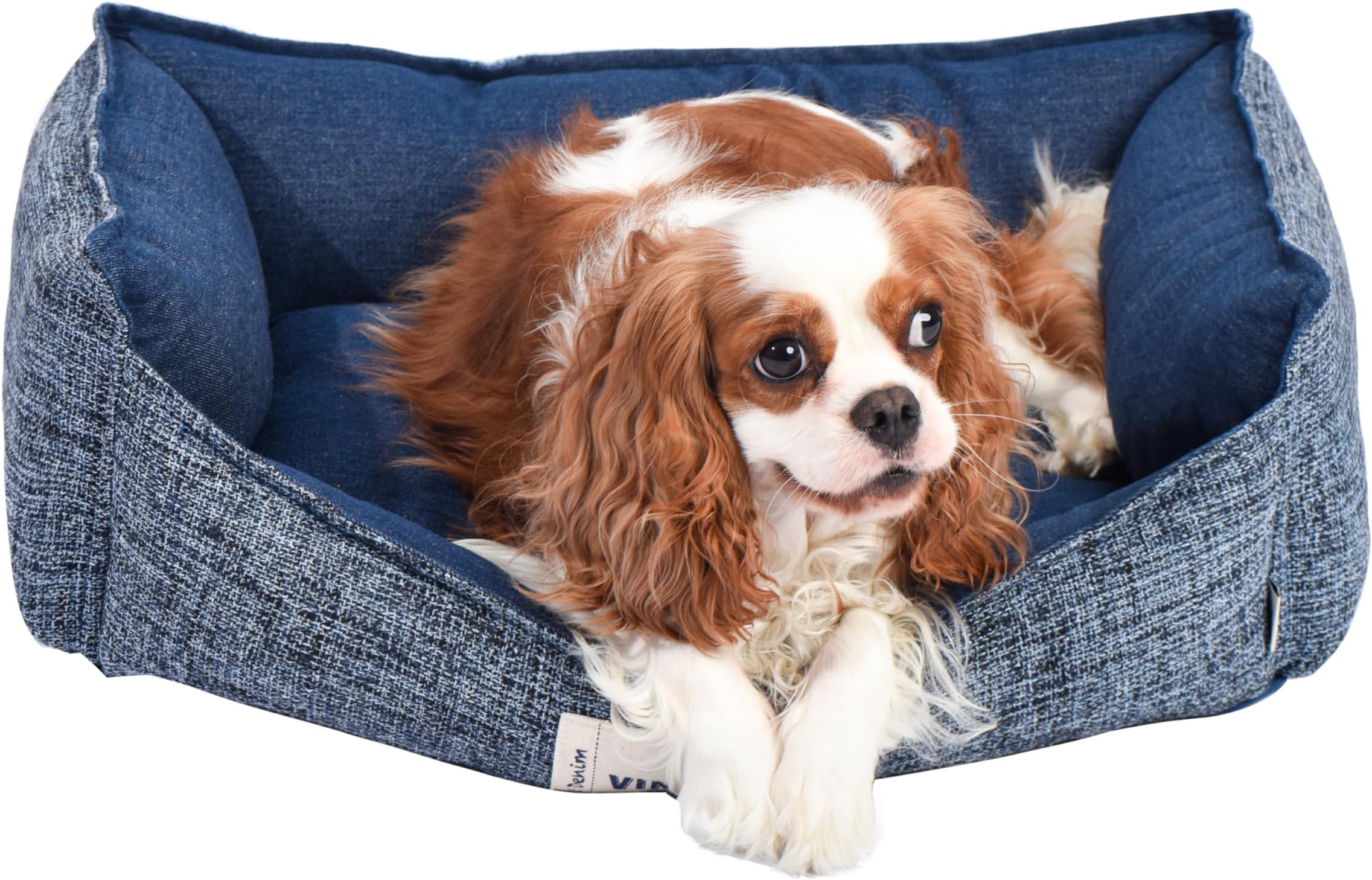FluffyDreamDog Bed for Small Dog, Super Soft Pet Bed Furniture, Suitable for Dogs Up to 30lbs, 24'' x 20'', Dark Blue
