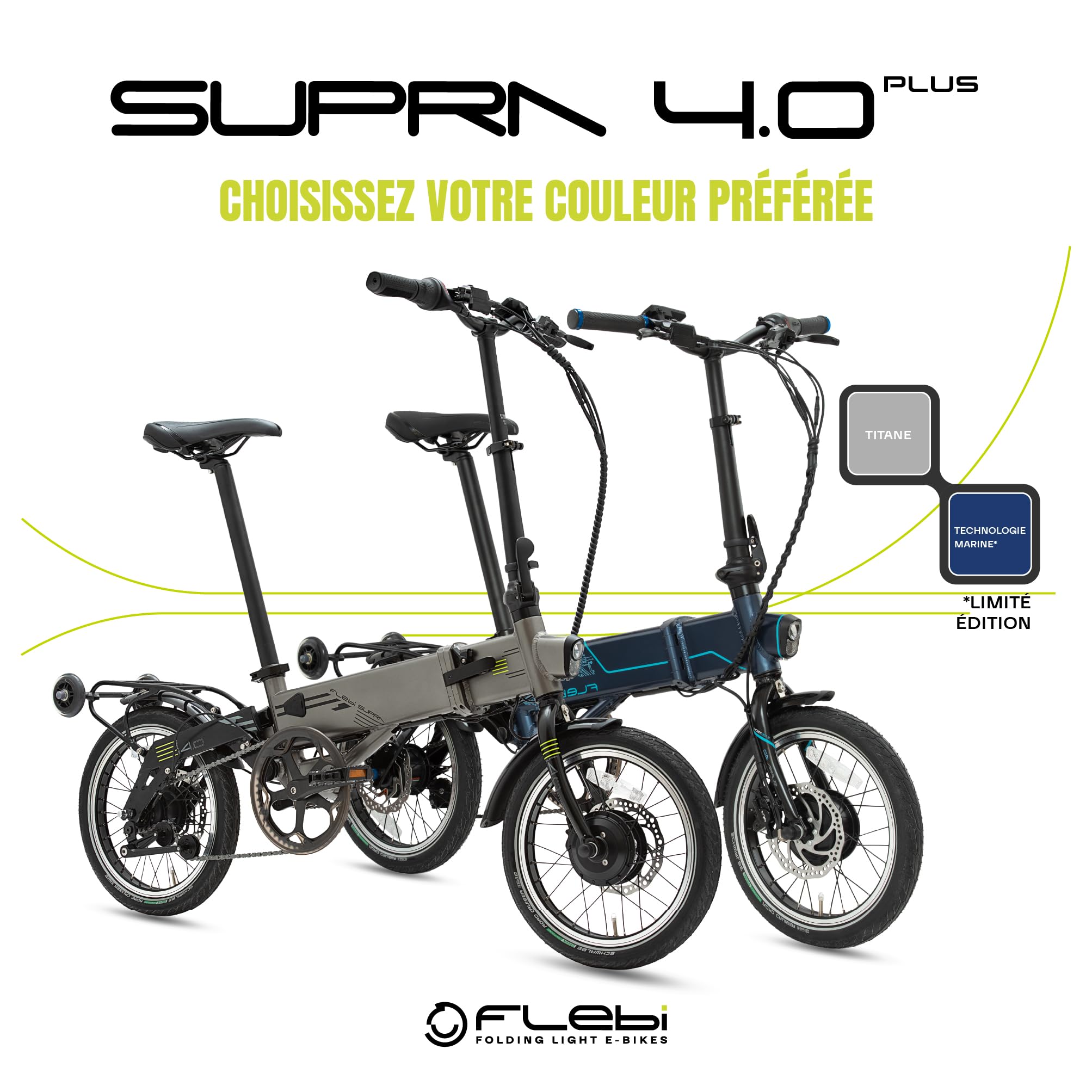 Flebi Supra 4.0+ Vélo Électrique Pliable 16" | Autonomie 100 km | Batterie Amovible 14Ah/504Wh | 7 Vitesses | E-Bike Urbain Unisexe Compact et Léger Femme/Homme