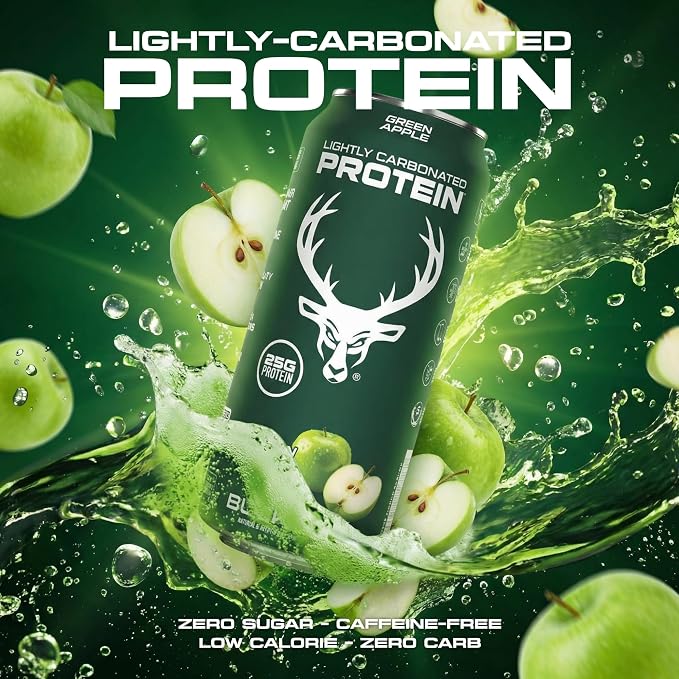 Bucked Up Lightly Carbonated Protein Soda | 25g Whey Isolate - Zero Sugar, Low Calorie, Caffeine Free, Clean Drink | Sparkling Protein Soda - 12 Pack, 16 oz Cans (Green Apple) miniatura 3