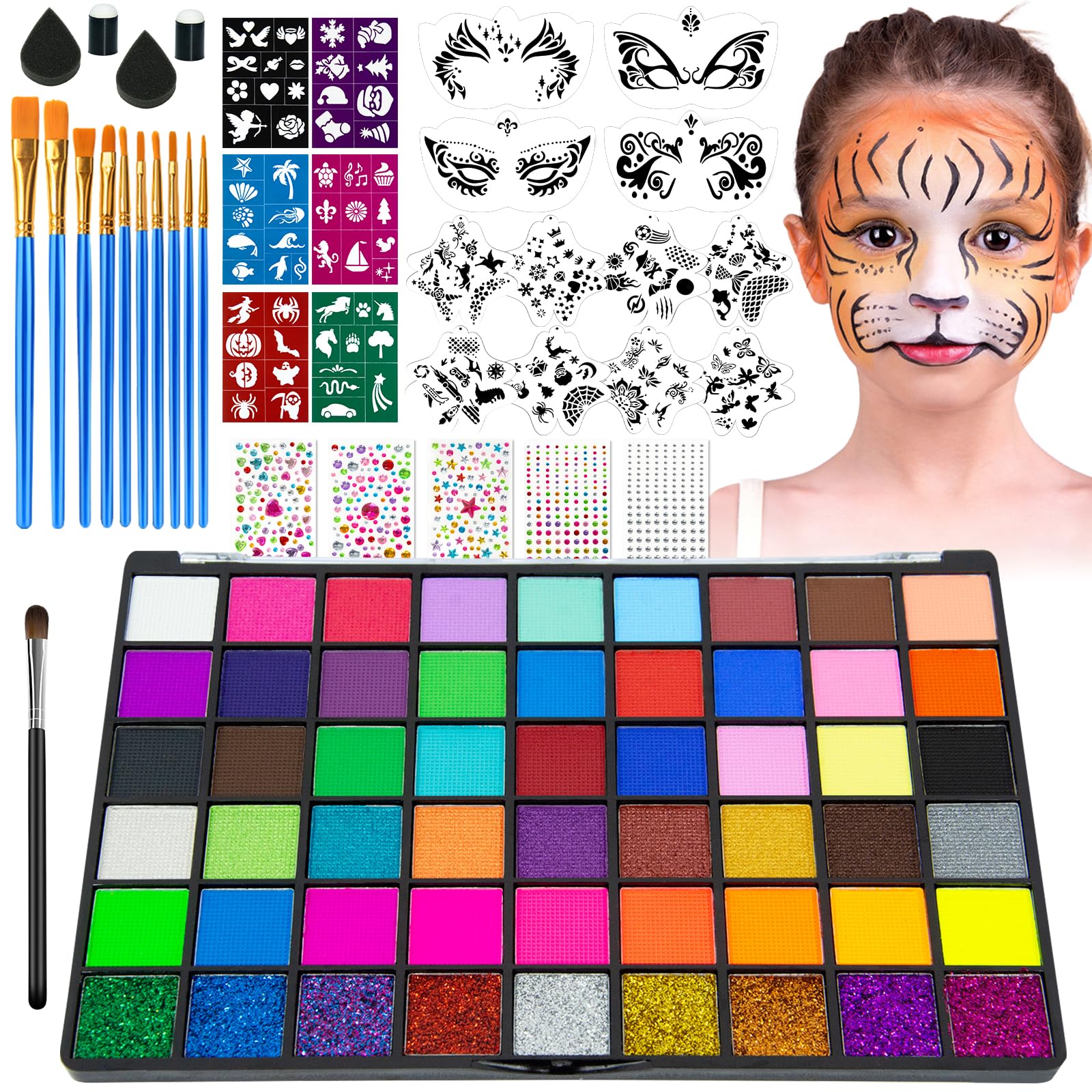 MULVINNIE 54 Colors Face Painting Kit