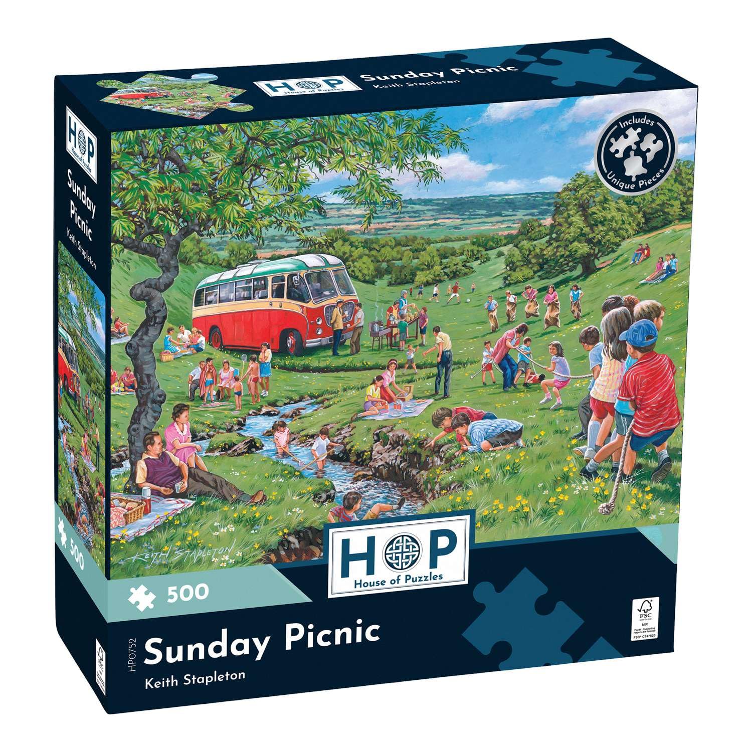 The House of Puzzles Sunday Picnic Jigsaw - 500 Piece Jigsaws For Adults, Artist Illustrated, Scenic Landscape, Deluxe Puzzle Gifts โ image 1